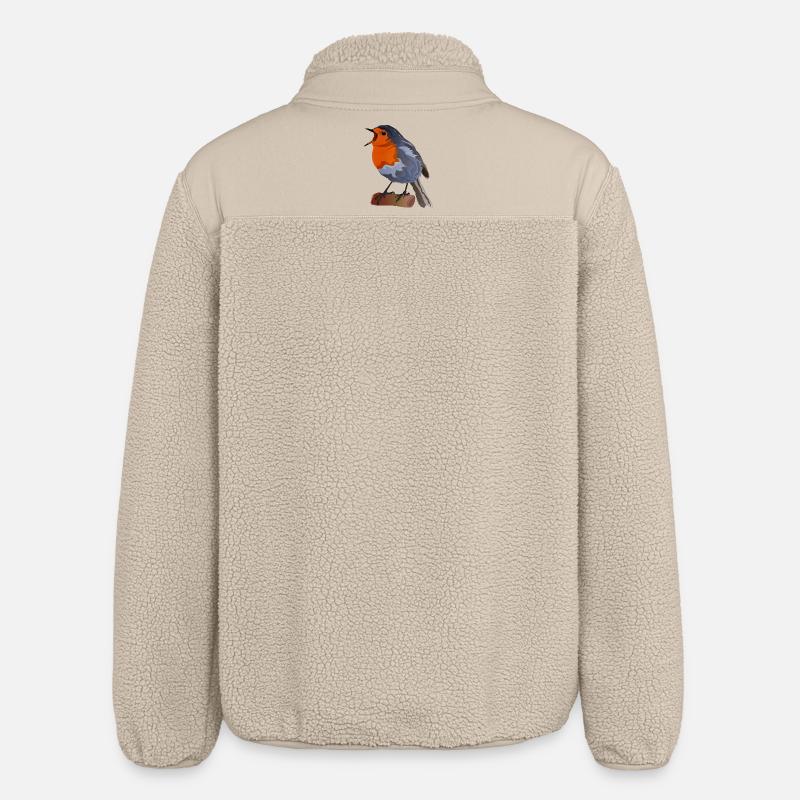 Illustration du merle sur textile - Veste sherpa unisexe coupe décontractée Stanley/Stella - beige