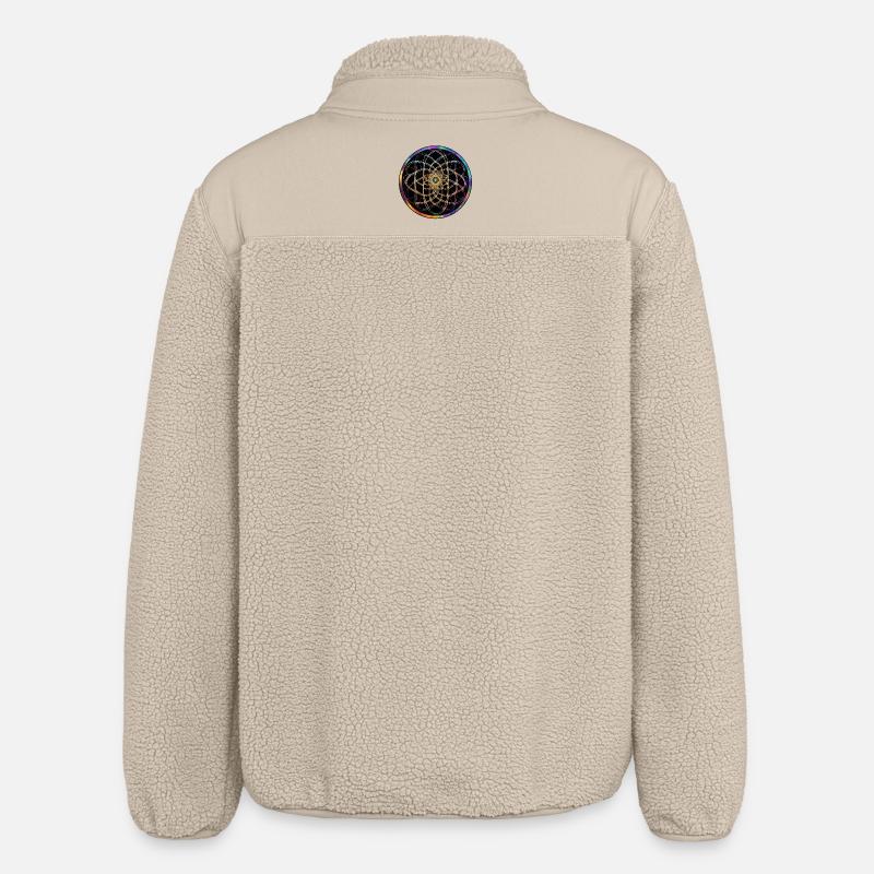 Rainbow Mandala Circle Pattern - Relaxed Fit Unisex Sherpa Jacket by Stanley/Stella - beige