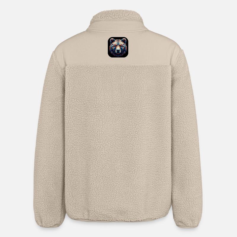 Bär Kopf Polygon bunt farbig - Relaxed Fit Unisex Sherpajacke von Stanley/Stella - Beige