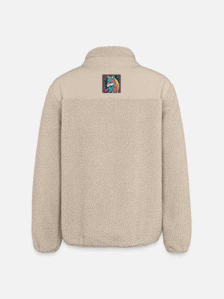 Geometrischer Wolf Farbexplosion - Relaxed Fit Unisex Sherpajacke von Stanley/Stella - Beige