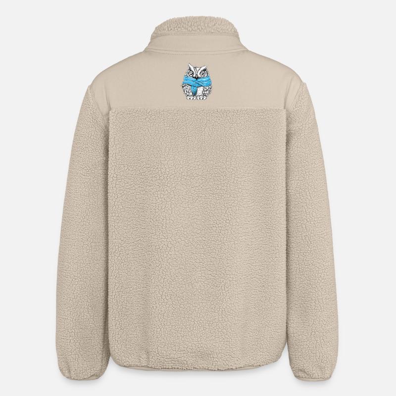 Eule mit Schal - Relaxed Fit Unisex Sherpajacke von Stanley/Stella - Beige