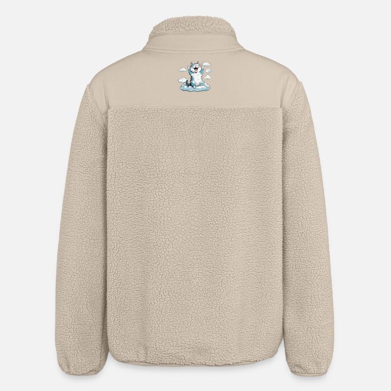 Cat waking up, cat humor! - Relaxed Fit Unisex Sherpa Jacket by Stanley/Stella - beige