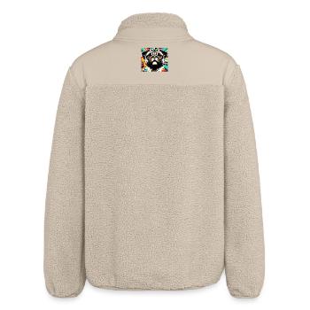 Mopshund Pop Art - Relaxed Fit Unisex Sherpajacke von Stanley/Stella - Beige - Hinten