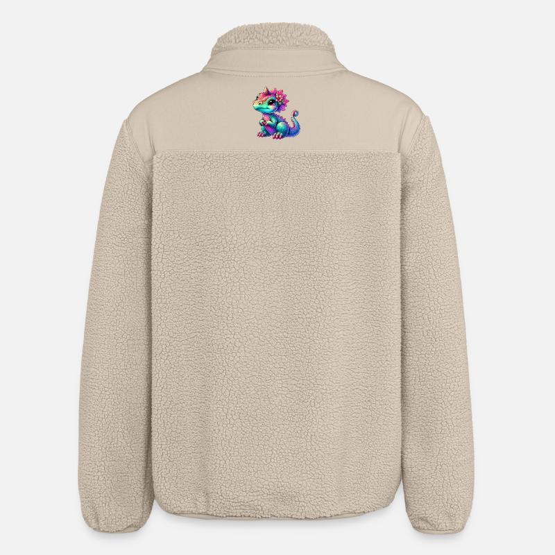 Dinosaurier - Relaxed Fit Unisex Sherpajacke von Stanley/Stella - Beige