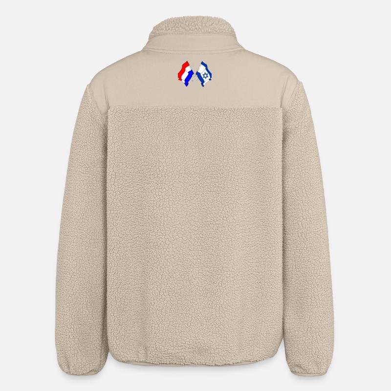 Drapeau des Pays-Bas, drapeau d’Israël - Veste sherpa unisexe coupe décontractée Stanley/Stella - beige