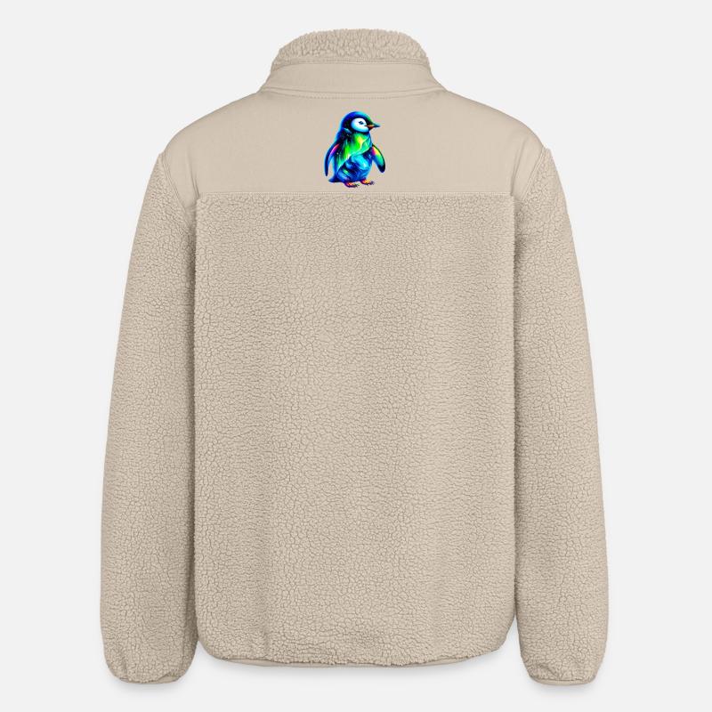 Aurora Borealis Pinguin - Relaxed Fit Unisex Sherpajacke von Stanley/Stella - Beige