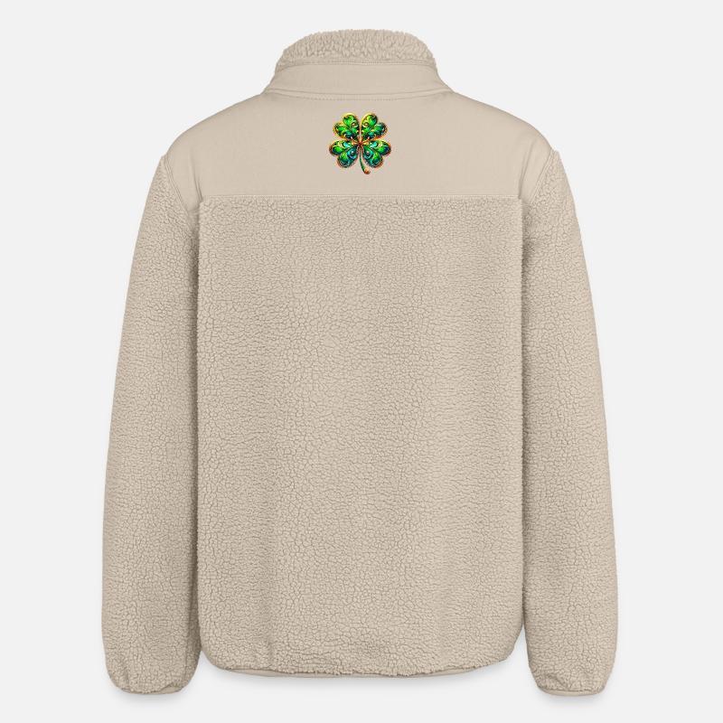 Four-leaf clover - Relaxed Fit Unisex Sherpa Jacket by Stanley/Stella - beige