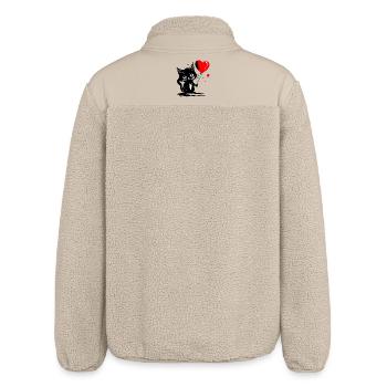 Katze Herz Luftballon rot Muttertag Street Art - Relaxed Fit Unisex Sherpajacke von Stanley/Stella - Beige - Hinten