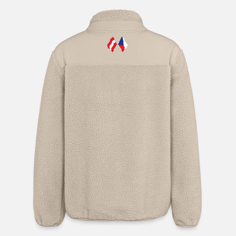 Drapeau Autriche, drapeau République tchèque - Veste sherpa unisexe coupe décontractée Stanley/Stella - beige