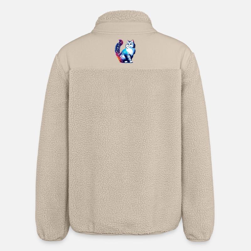 Katze - Relaxed Fit Unisex Sherpajacke von Stanley/Stella - Beige