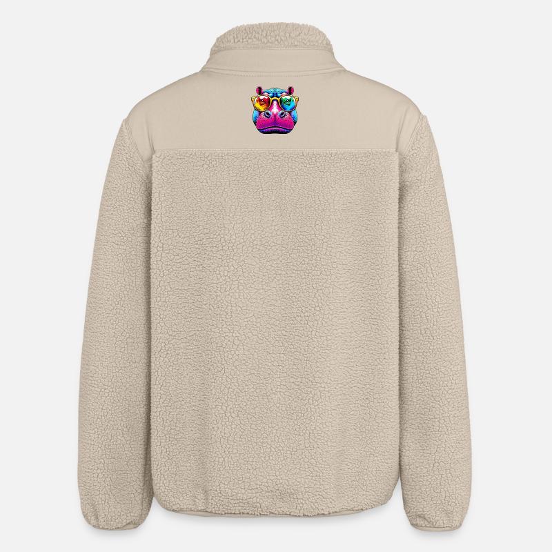 Hippopotame avec lunettes de soleil - Veste sherpa unisexe coupe décontractée Stanley/Stella - beige