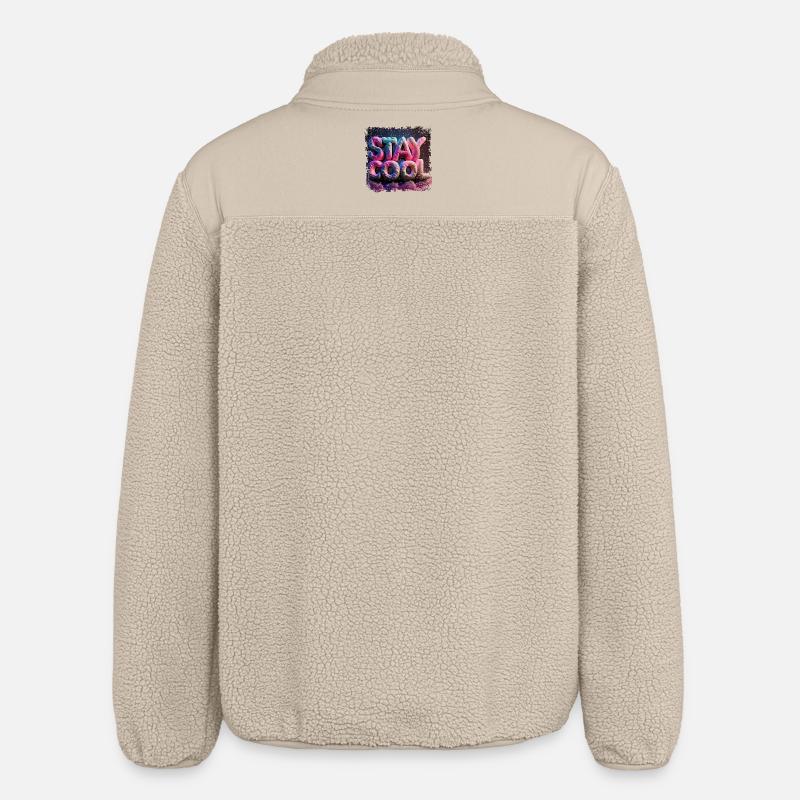 Restez cool texte en 3D - Veste sherpa unisexe coupe décontractée Stanley/Stella - beige