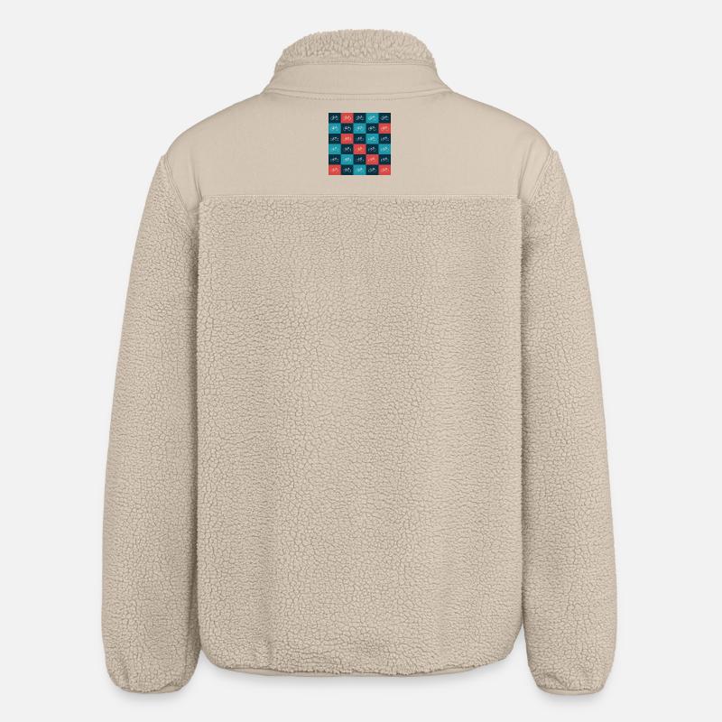 Vibrant Bicycle Pattern Artwork - Relaxed Fit Unisex Sherpa Jacket by Stanley/Stella - beige