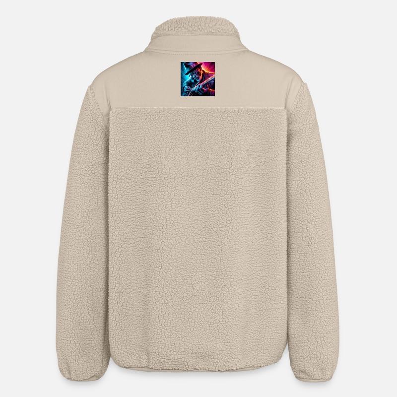 Guitariste rétro à effets néons - Veste sherpa unisexe coupe décontractée Stanley/Stella - beige