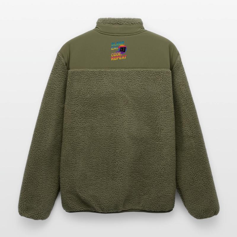 Sleep Eat Code Repeat Gift pour Coder Veste sherpa unisexe coupe décontractée Stanley/Stella