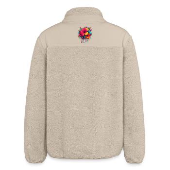 Hibiscus Flowers - Relaxed Fit Unisex Sherpa Jacket by Stanley/Stella - beige - Back