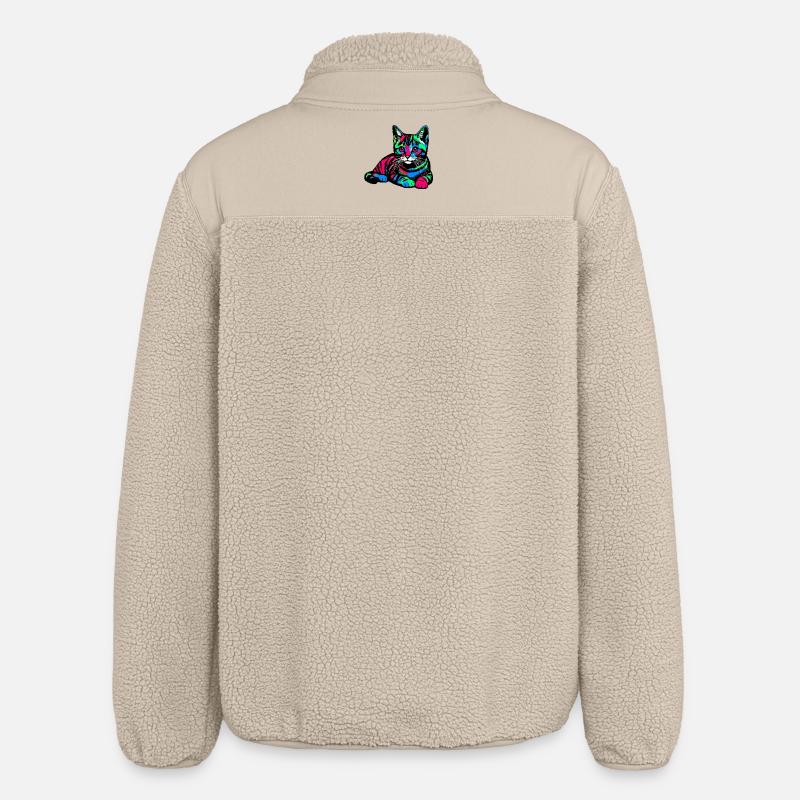 Katze - Relaxed Fit Unisex Sherpajacke von Stanley/Stella - Beige