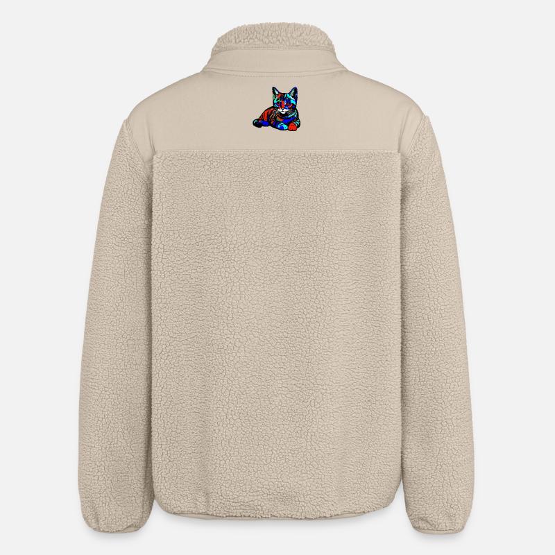 Katze - Relaxed Fit Unisex Sherpajacke von Stanley/Stella - Beige