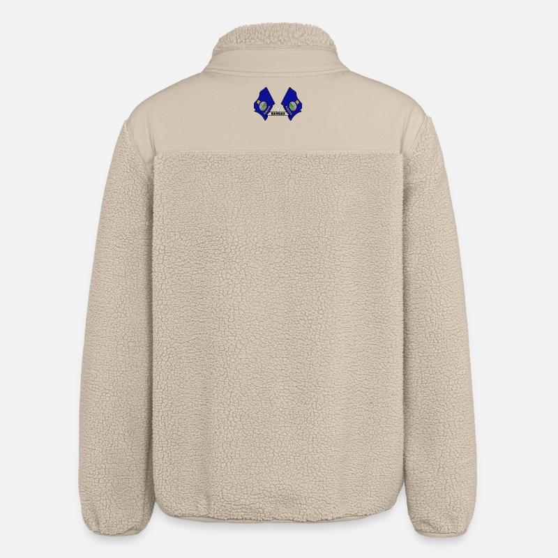 Zwei Flaggen mit dem Text KANSAS - Relaxed Fit Unisex Sherpajacke von Stanley/Stella - Beige