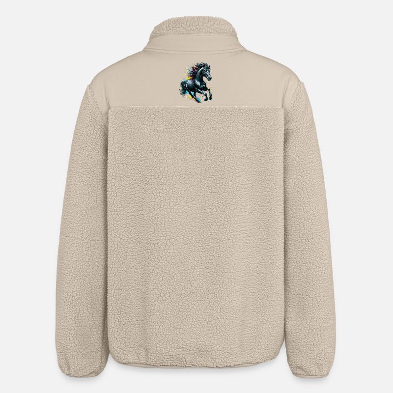 Pferd - Relaxed Fit Unisex Sherpajacke von Stanley/Stella - Beige