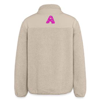 Letter A with character in pink - Relaxed Fit Unisex Sherpa Jacket by Stanley/Stella - beige - Back