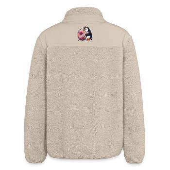 Süßer Pinguin Donut liebhaber Cartoon essen - Relaxed Fit Unisex Sherpajacke von Stanley/Stella - Beige - Hinten