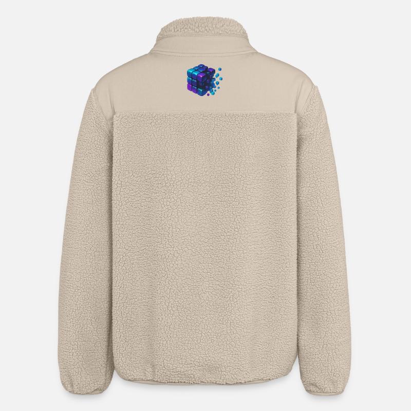 Digital Cube Explosion - Relaxed Fit Unisex Sherpajacke von Stanley/Stella - Beige