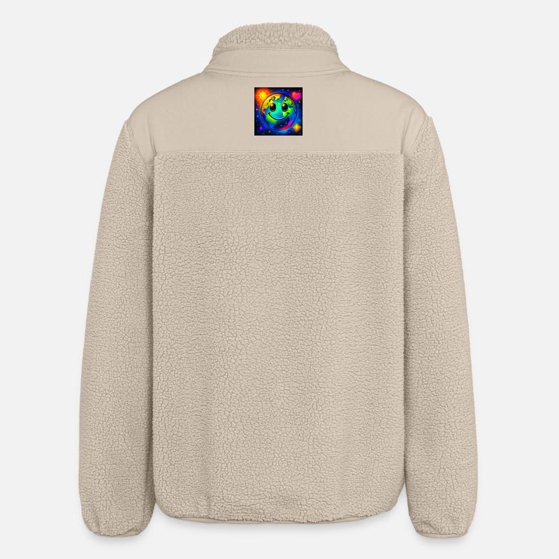 Farbige Glückserde im Neon-Universum - Relaxed Fit Unisex Sherpajacke von Stanley/Stella - Beige