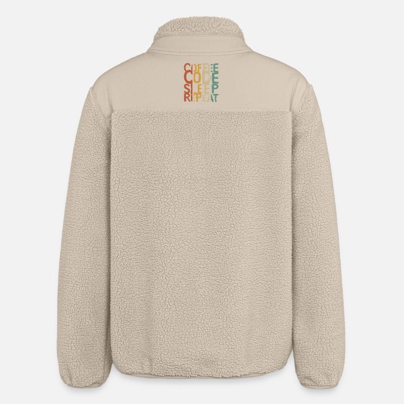 Coffee Code Sleep Repeat – Entwickler Design - Relaxed Fit Unisex Sherpajacke von Stanley/Stella - Beige