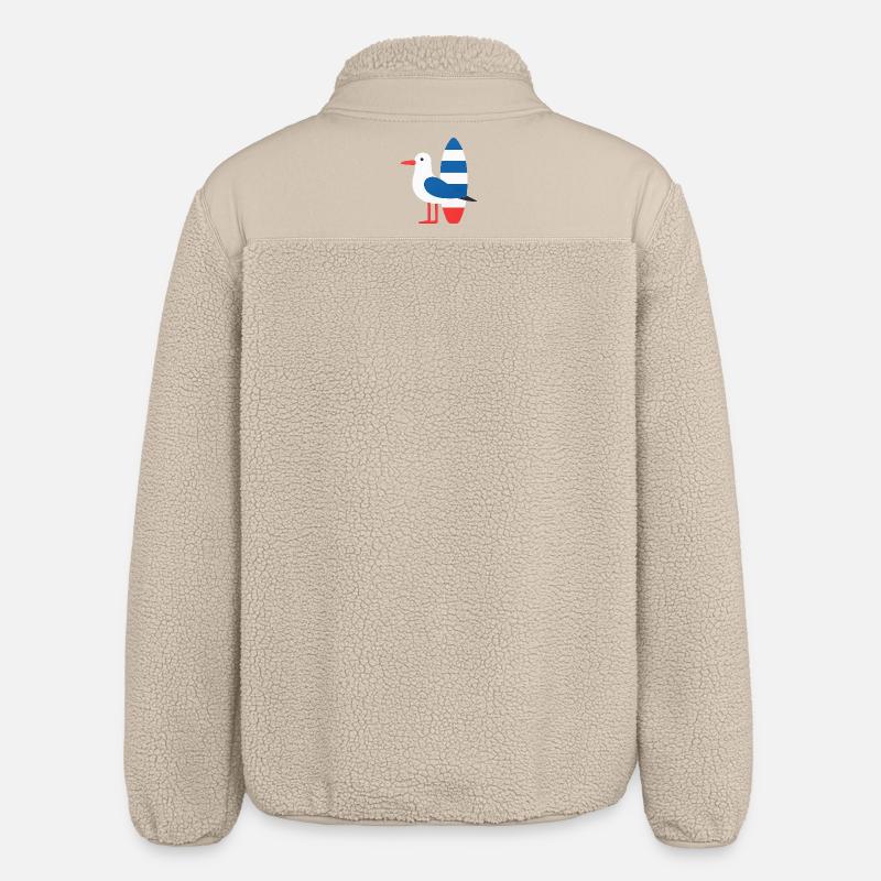 Mouette avec planche de surf - Veste sherpa unisexe coupe décontractée Stanley/Stella - beige