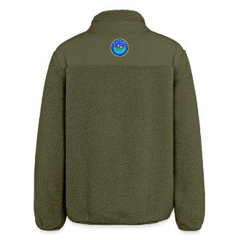 A sea otter wraps in kelp to sleep - Relaxed Fit Unisex Sherpa Jacket by Stanley/Stella - khaki - Back
