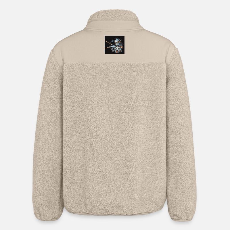 Retro Sci-Fi Roboter mit Laserwaffe - Relaxed Fit Unisex Sherpajacke von Stanley/Stella - Beige