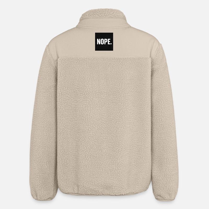 Minimalist NOPE Statement Design - Relaxed Fit Unisex Sherpa Jacket by Stanley/Stella - beige