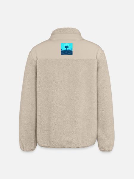 Futuristic Blue Psychedelic Mushroom Scene - Relaxed Fit Unisex Sherpa Jacket by Stanley/Stella - beige