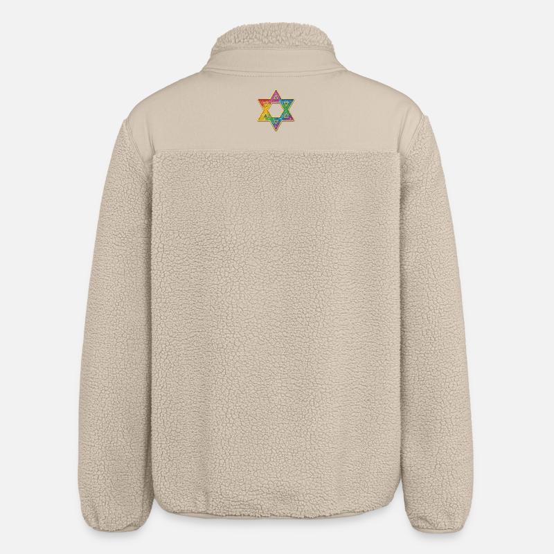 Rainbow Star Decor - Relaxed Fit Unisex Sherpa Jacket by Stanley/Stella - beige