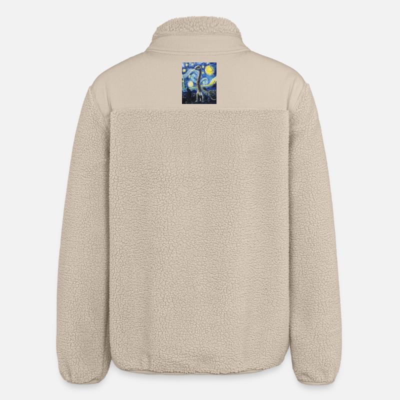 Brachiosaurus Dino Van Gogh Style Starry - Relaxed Fit Unisex Sherpa Jacket by Stanley/Stella - beige