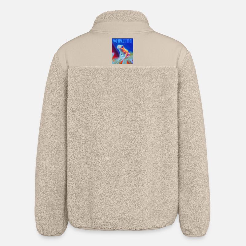 Frosch mit Krone und Spruch - Relaxed Fit Unisex Sherpajacke von Stanley/Stella - Beige