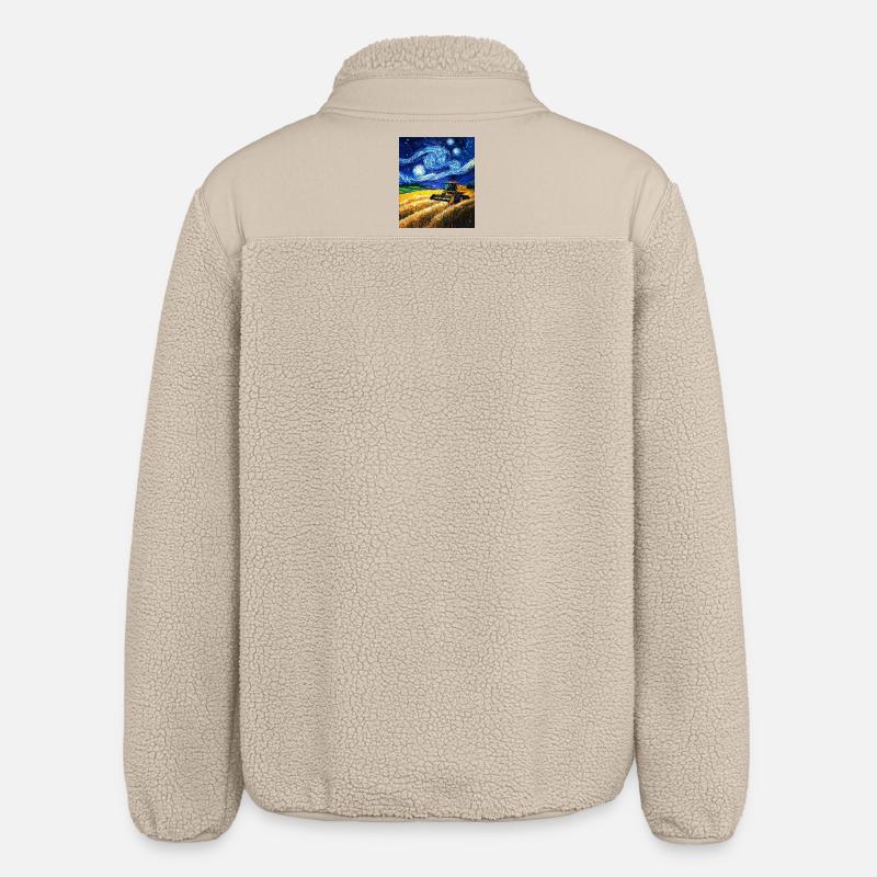 moissonneuse-batteuse fermier style van gogh étoilé - Veste sherpa unisexe coupe décontractée Stanley/Stella - beige