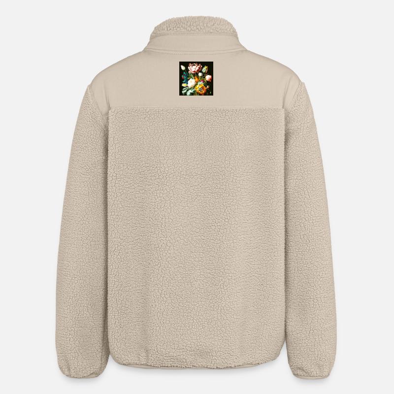 Composition florale texturée sur noir - Veste sherpa unisexe coupe décontractée Stanley/Stella - beige