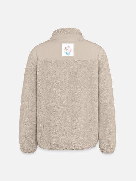 Cute and modern family illustration - Relaxed Fit Unisex Sherpa Jacket by Stanley/Stella - beige