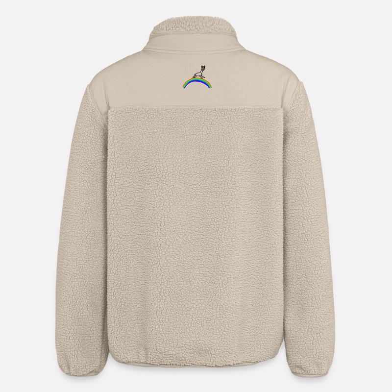 Rainbow Alpaca Confetti Pattern - Relaxed Fit Unisex Sherpa Jacket by Stanley/Stella - beige