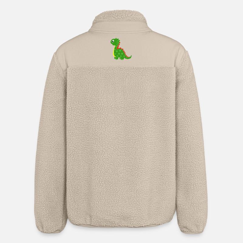 Green dino with bright dots - Relaxed Fit Unisex Sherpa Jacket by Stanley/Stella - beige