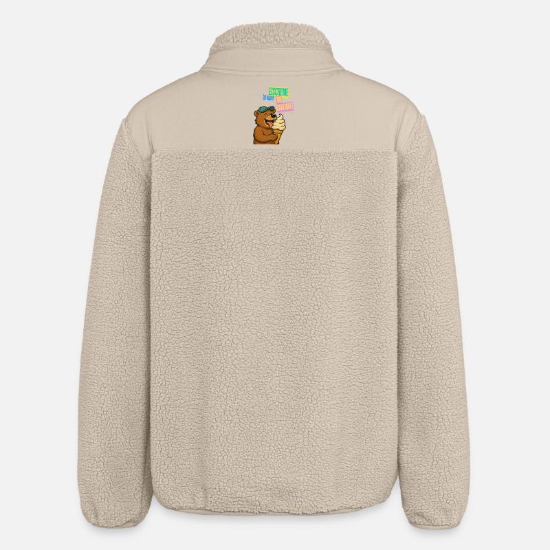 Bär Eiscreme Comic - Relaxed Fit Unisex Sherpajacke von Stanley/Stella - Beige