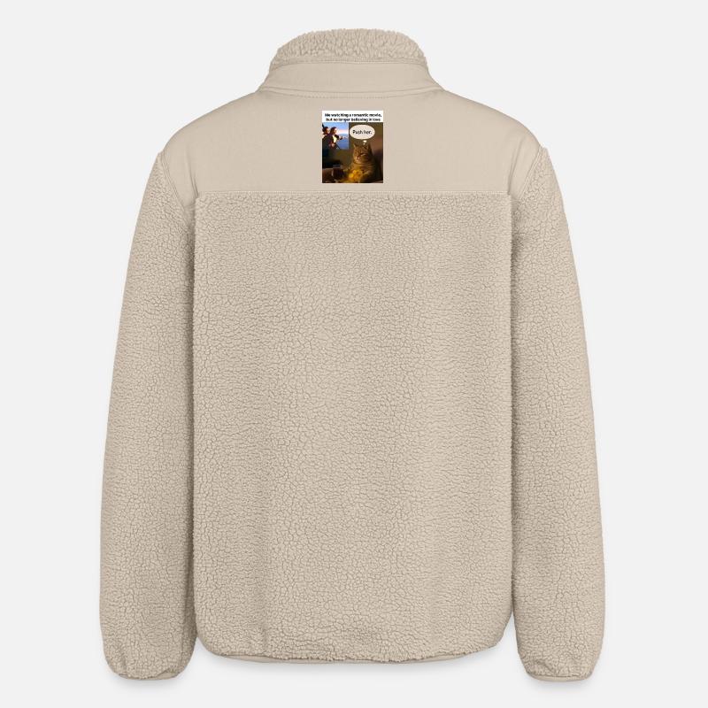 Cat Meme Push Romance - Veste sherpa unisexe coupe décontractée Stanley/Stella - beige