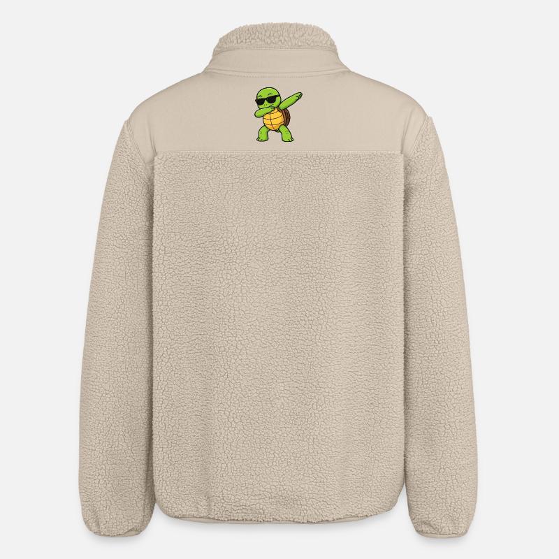 Dab Turtle with sunglasses - Relaxed Fit Unisex Sherpa Jacket by Stanley/Stella - beige