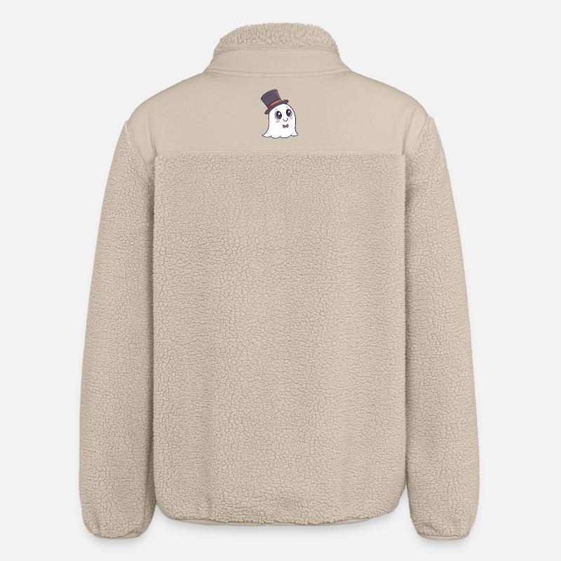 Chic Ghost Hat and Bow - Relaxed Fit Unisex Sherpa Jacket by Stanley/Stella - beige