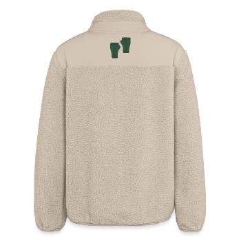 Grüne fingerlose Handschuhe mit Zopfmuster - Relaxed Fit Unisex Sherpajacke von Stanley/Stella - Beige - Hinten