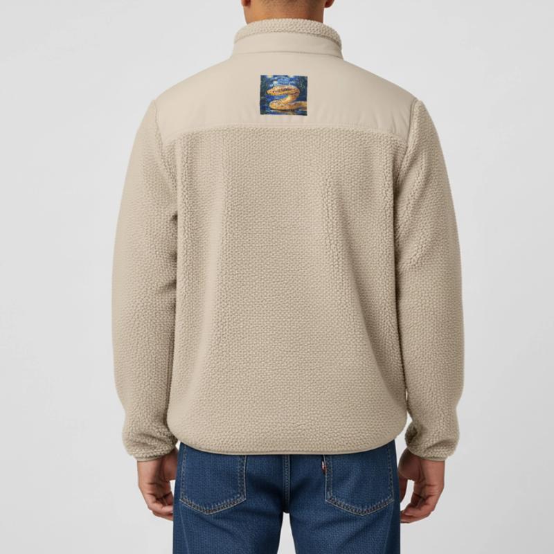 Snake Python Van Gogh Style Starry Night Relaxed Fit Unisex Sherpa Jacket by Stanley/Stella