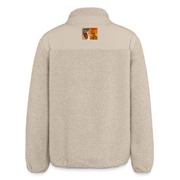 Honk and Caw Roosters Duo, Funny Goose and Chicken - Relaxed Fit Unisex Sherpa Jacket by Stanley/Stella - beige - Back