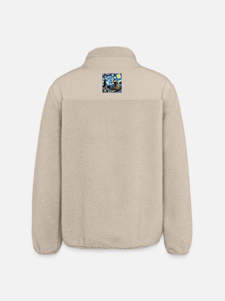 Badger on roof in starry night - Relaxed Fit Unisex Sherpa Jacket by Stanley/Stella - beige